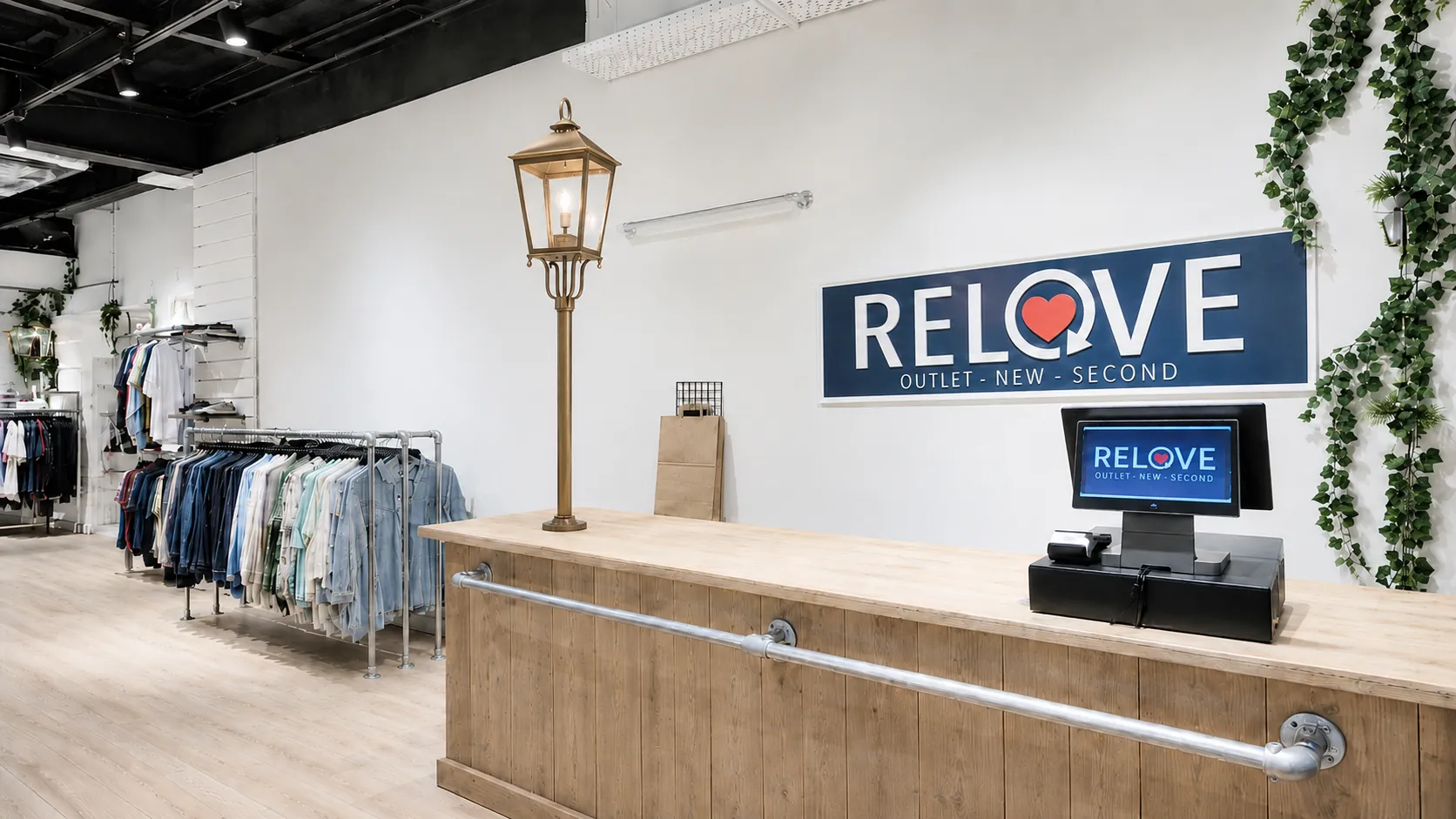 Digitaal kassasysteem aan de kassabalie van kledingwinkel Relove